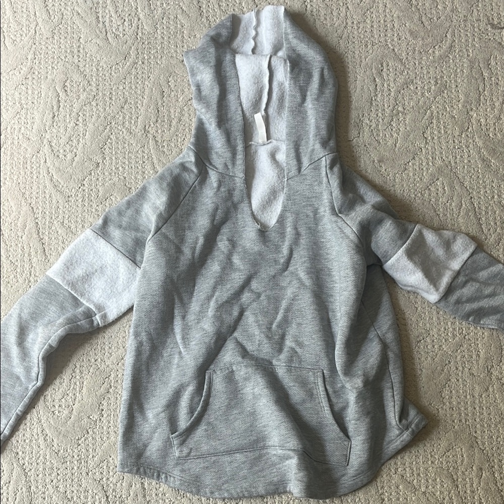 Gray V-Neck Sweater with Soft Knit Fabric